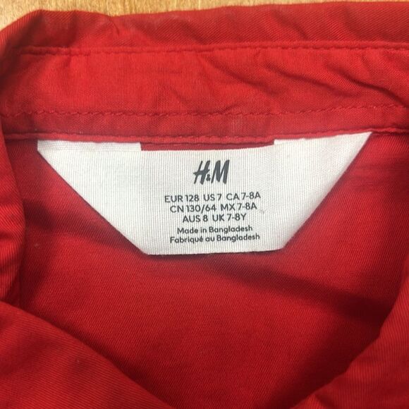 HNM Red Long Sleeve Button Up. Size 7 - Picture 3 of 5
